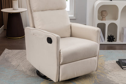 Cotton Linen Fabric Swivel Rocking Chair - Beige