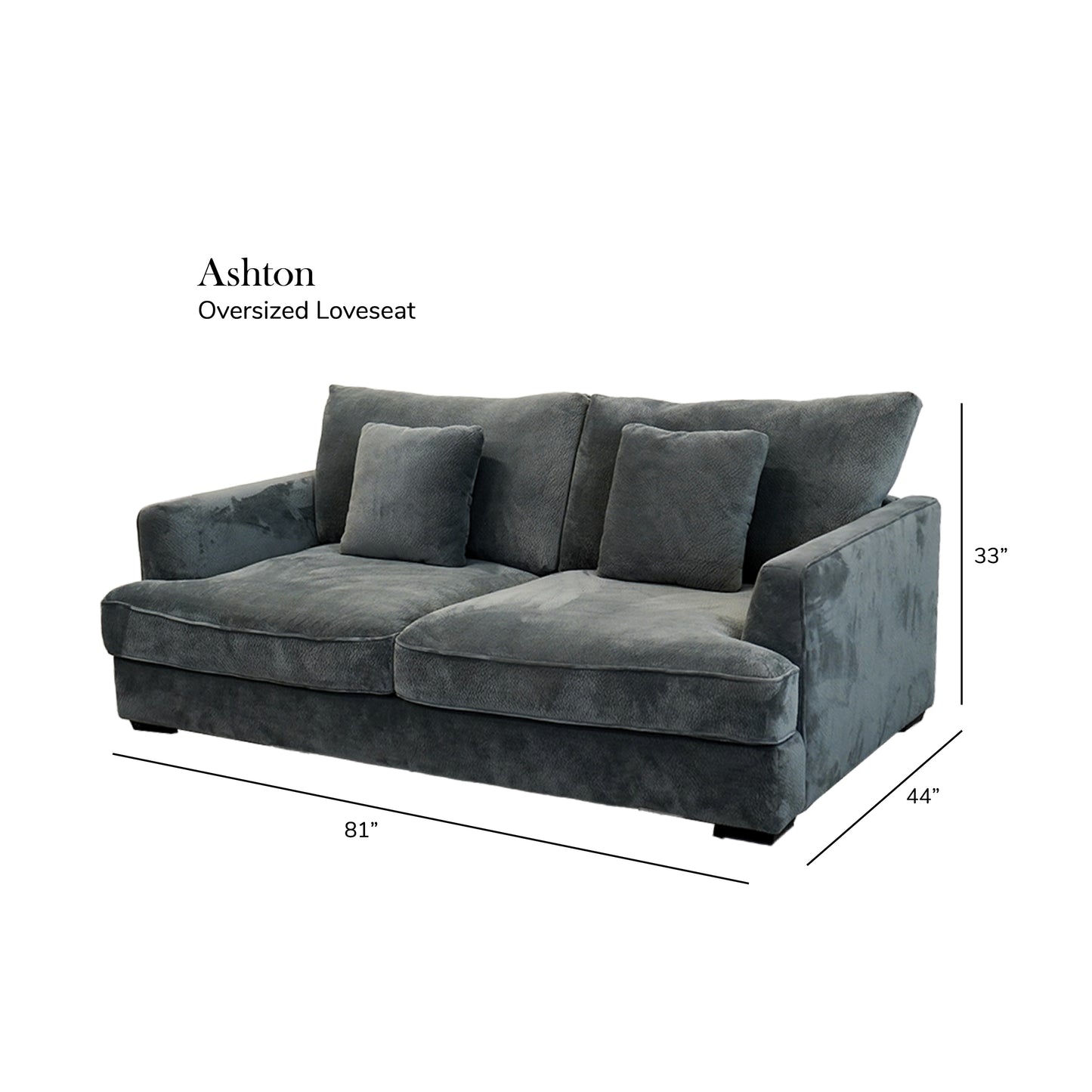 Ashton Grey Down Loveseat - Gray