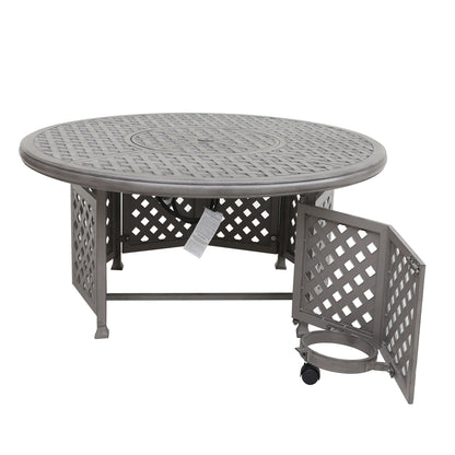 Nika Cast Aluminum Propane Gas Firepit Table - Gray