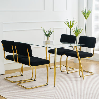 Ezell Dining Chairs with Gold Metal Leg (Set of 4) - Black