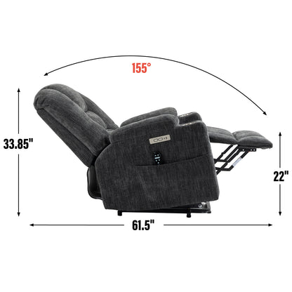 Rico Large Power Lift Recliner Chair with Heat and Massage - Gray