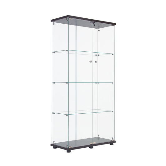 Mega 4 Shelves Glass Display Cabinet - Black