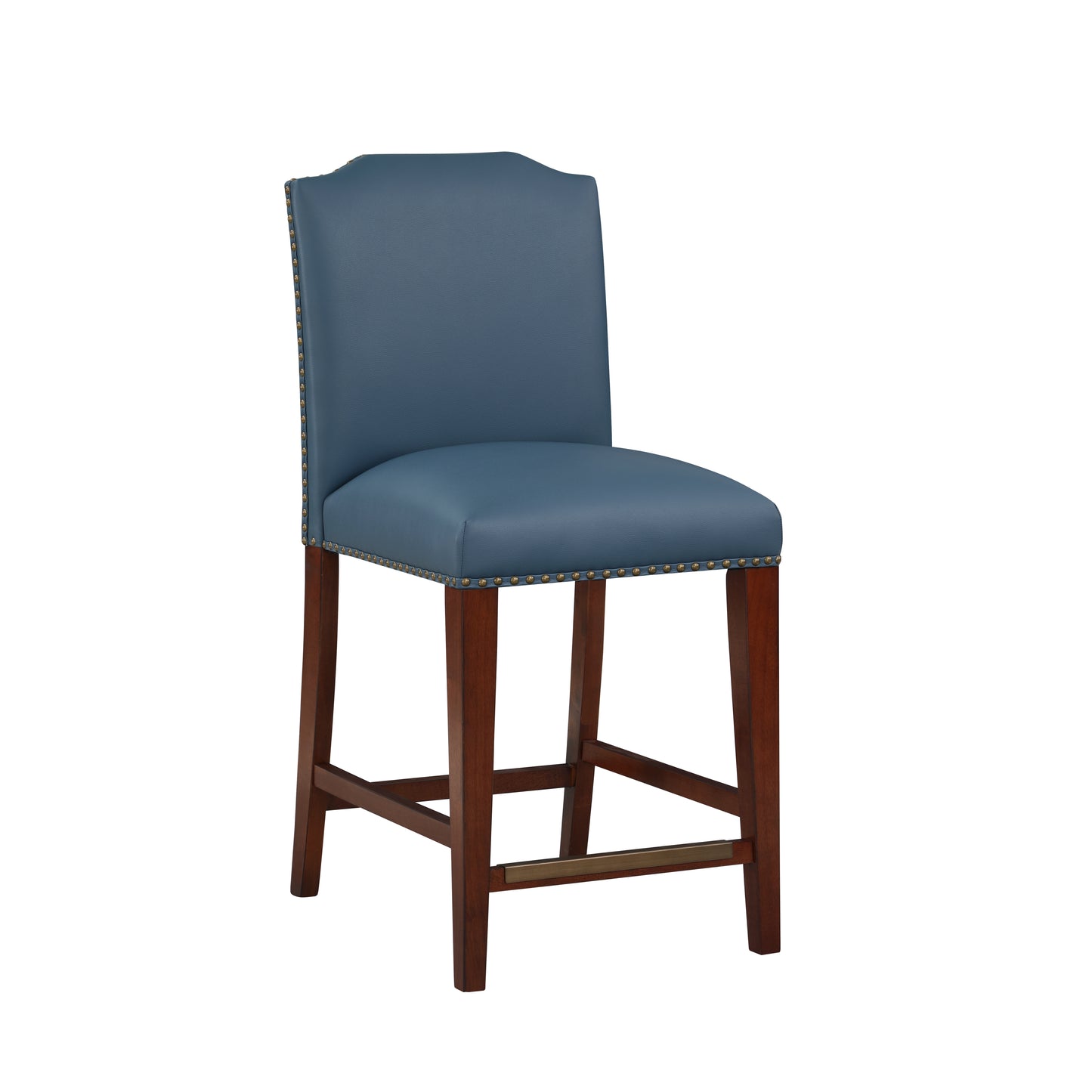 Summit  Faux Leather Counter Stool with Nail Heads - Blue Set of 2