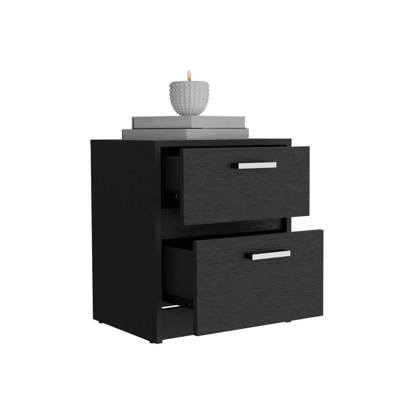 Trivor 2 Drawers Nightstand - Black