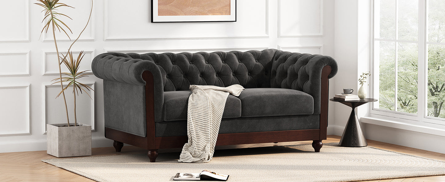 Vivalux Velvet Loveseat Sofa - Dark Gray