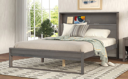 Mora Queen Size Platform Bed Frame with Storage - Gray