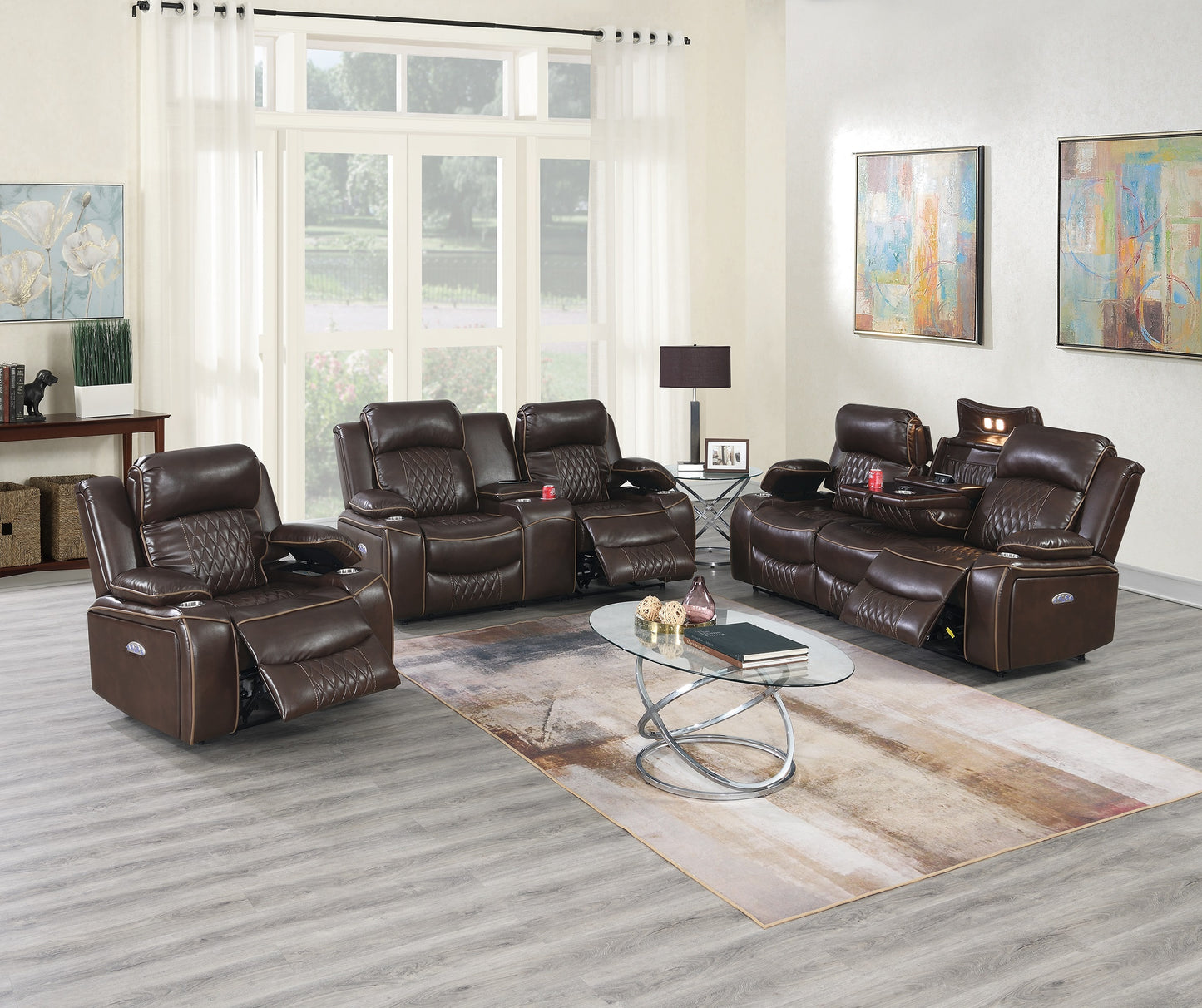 Parker Gel Leatherette Power Motion Recliner Chair - Brown