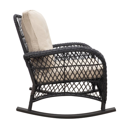 Duke 3 Pc Outdoor Wicker Rocker Patio Bistro Set