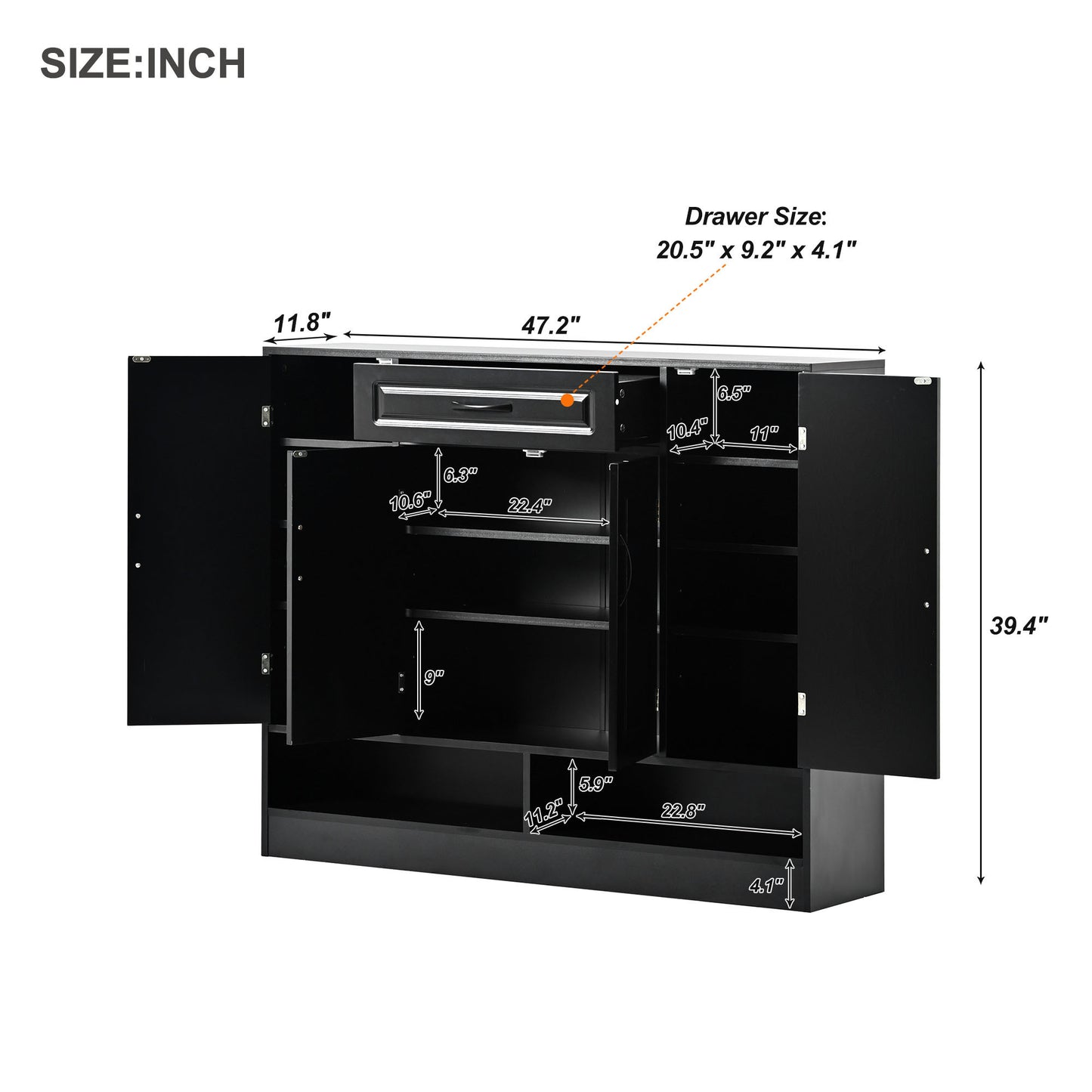 Mali Sleek and Modern Shoe Cabinet - Black