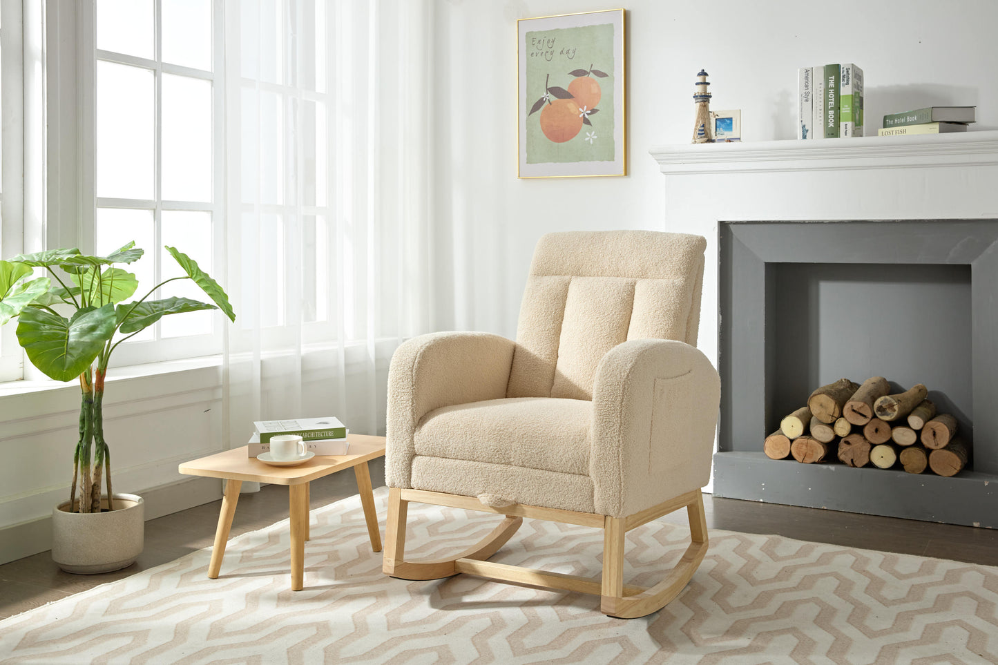 Parker II Modern Accent Rocking Chair - Beige