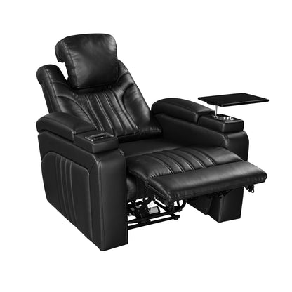 Morris PU Leather Power Recliner - Black