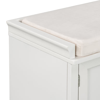 Stash Storage Bench with 2 Drawers and 2 Cabinets - White