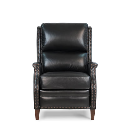 Hekkin II Genuine Top Grain Leather Power Recliner - Black