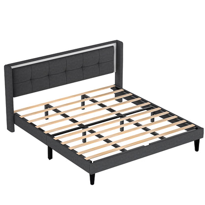 Vito King Size Platform Bed Frame - Dark Gray