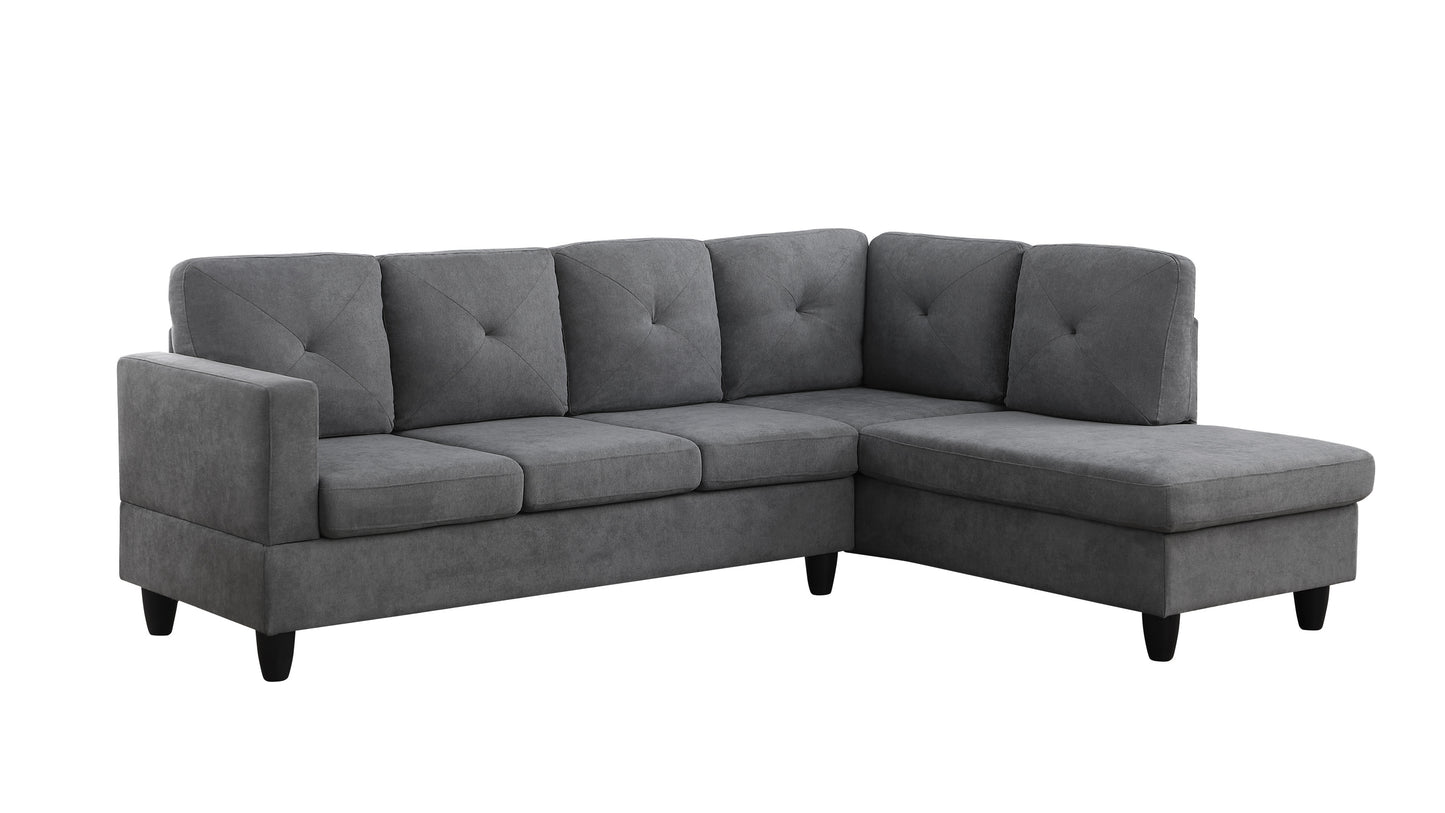 Ivan Woven Sectional Sofa with Right Facing Chaise - Dark Gray