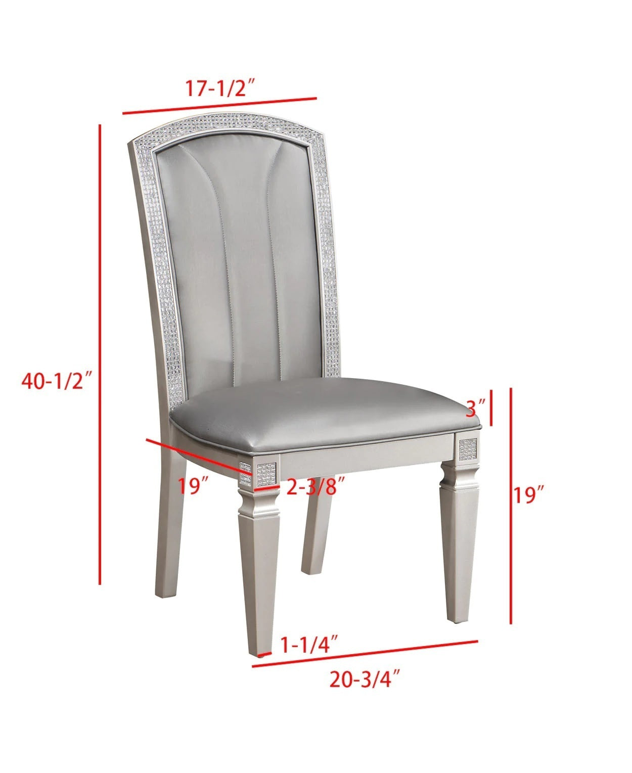 Masa Luxury Dining Chair (Set of 2) - Silver