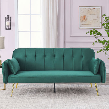 Mika Convertible Velvet Sofa Bed - Green