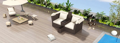 Ginson 2-Seater Outdoor Patio Daybed - Beige