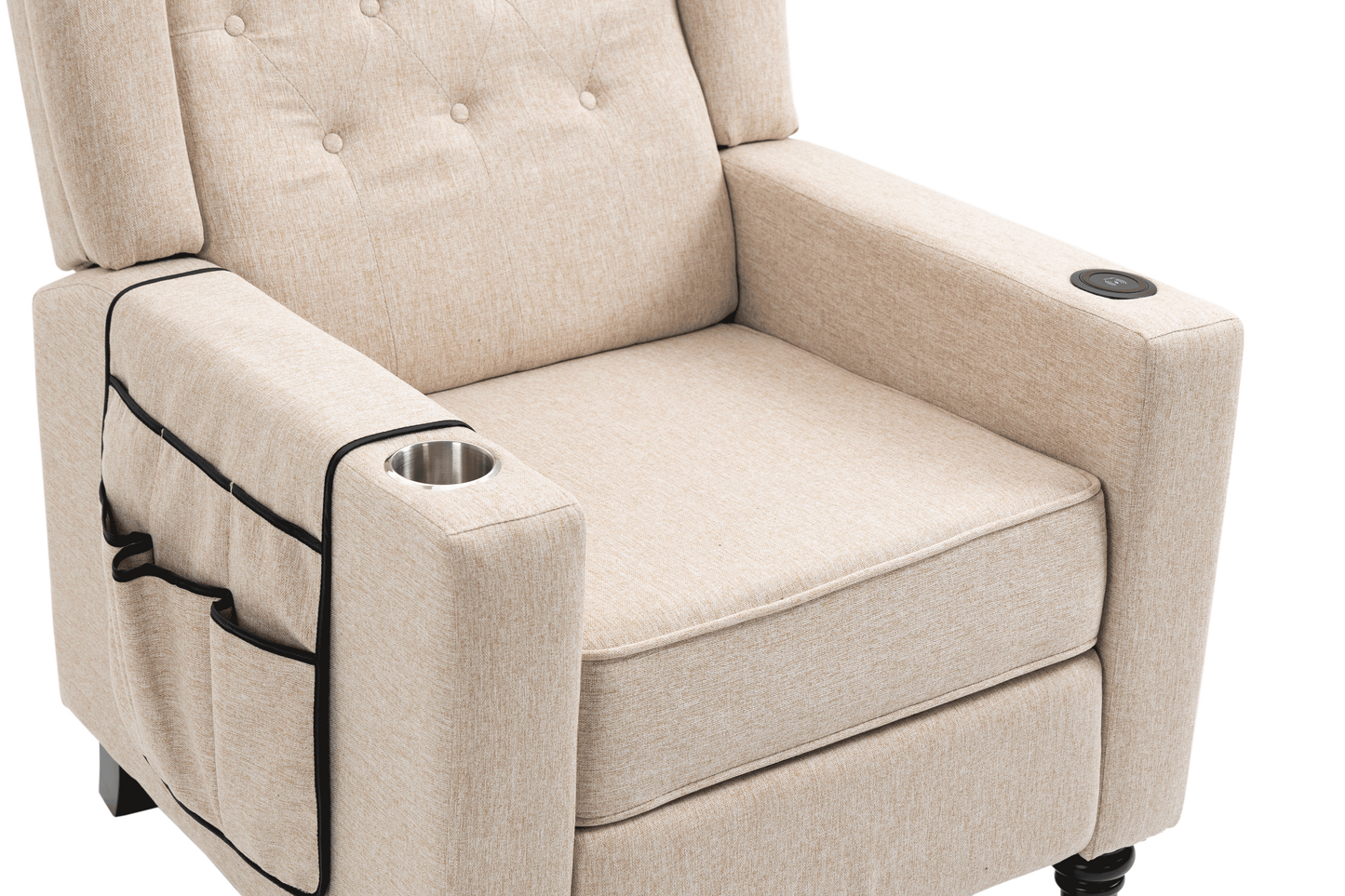 Cole Arm Pushing Fabric Recliner  - Khaki