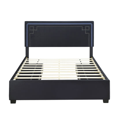 Omo Queen Size Upholstered Platform Bed - Black