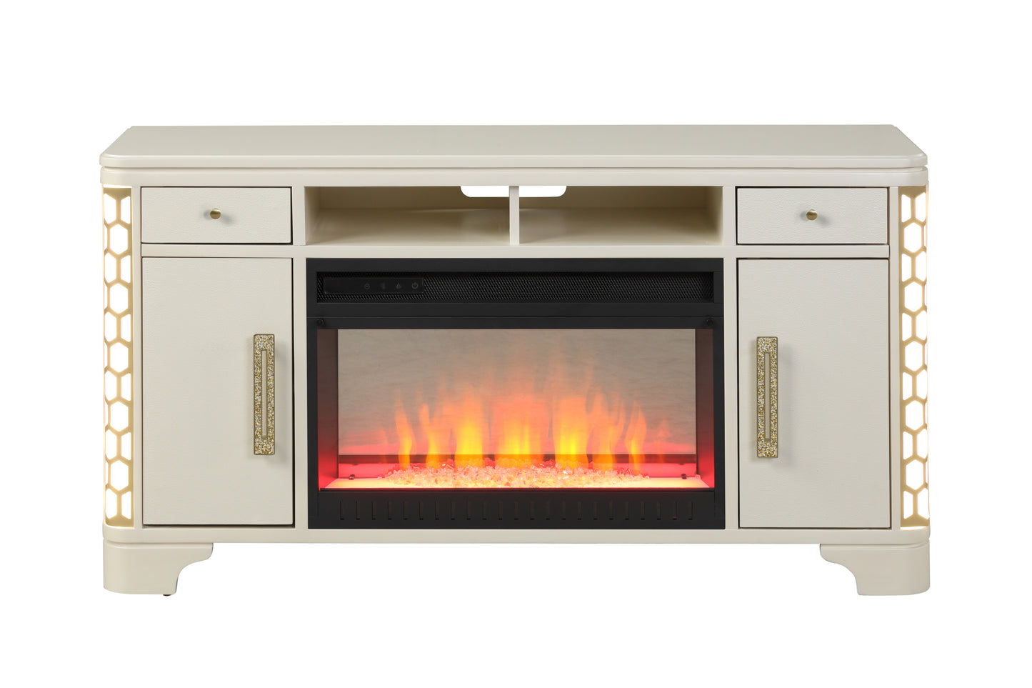 Jasmine TV Stand With Electric Fireplace - Beige