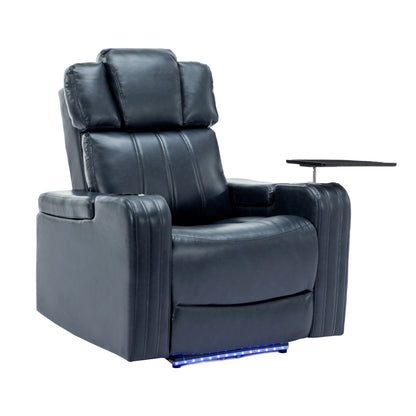 Xavier PU Leather Power Recliner - Blue