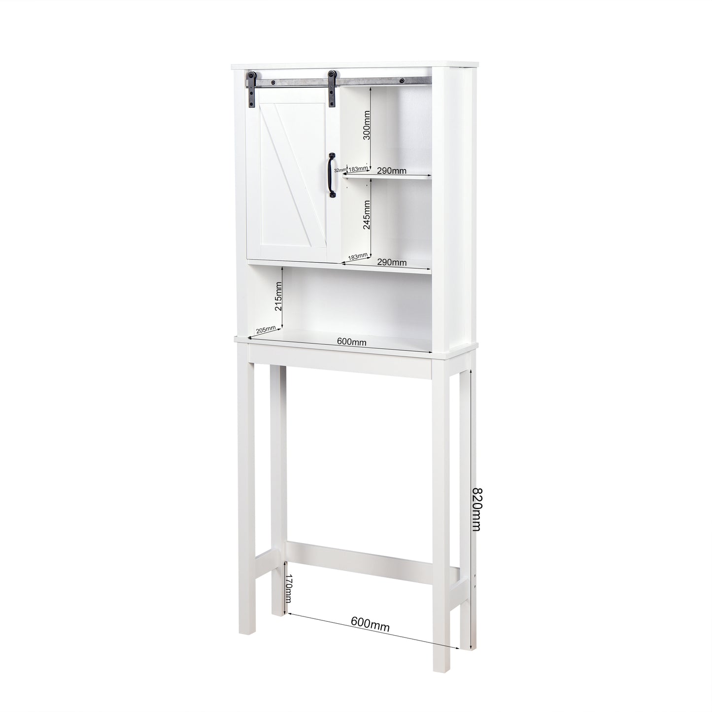 Barn Door Over-the-Toilet Storage Cabinet  - White