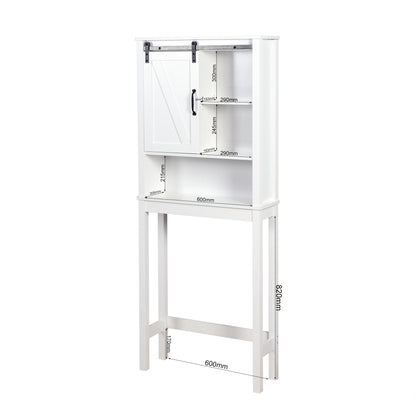 Barn Door Over-the-Toilet Storage Cabinet  - White