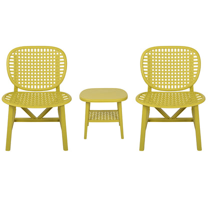 Toccara  3 Pc Retro Patio Table Chair Set - Yellow