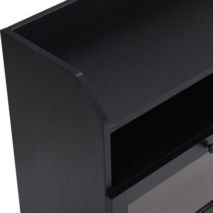 Ashton TV Stand with Acrylic Board Door - Black