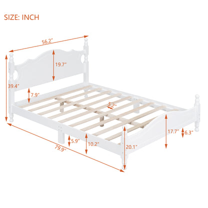 Quarto II Full Size Wood Platform Bed Frame - White