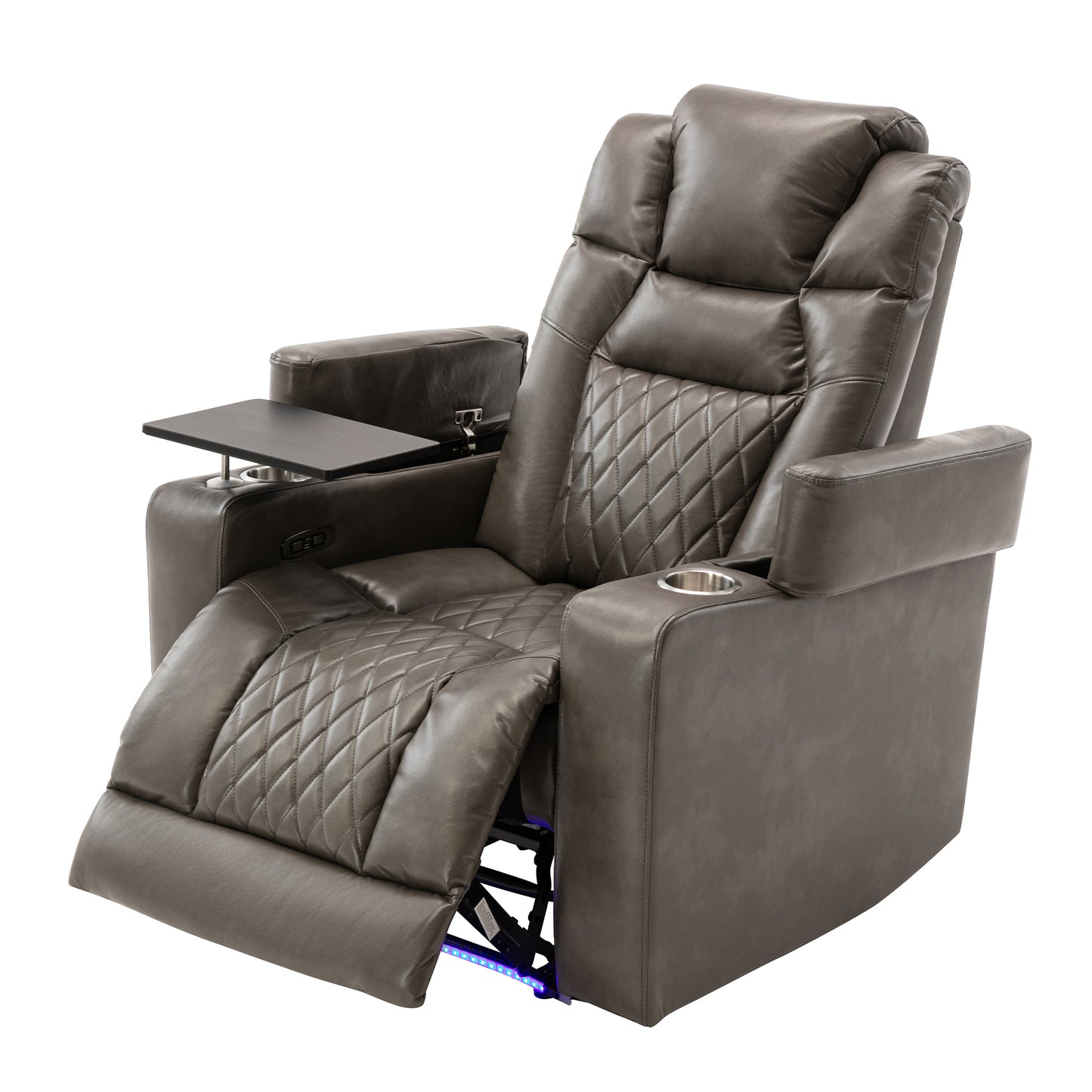 Nap Station Motion Recliner with 360° Swivel Tray Table  - Gray