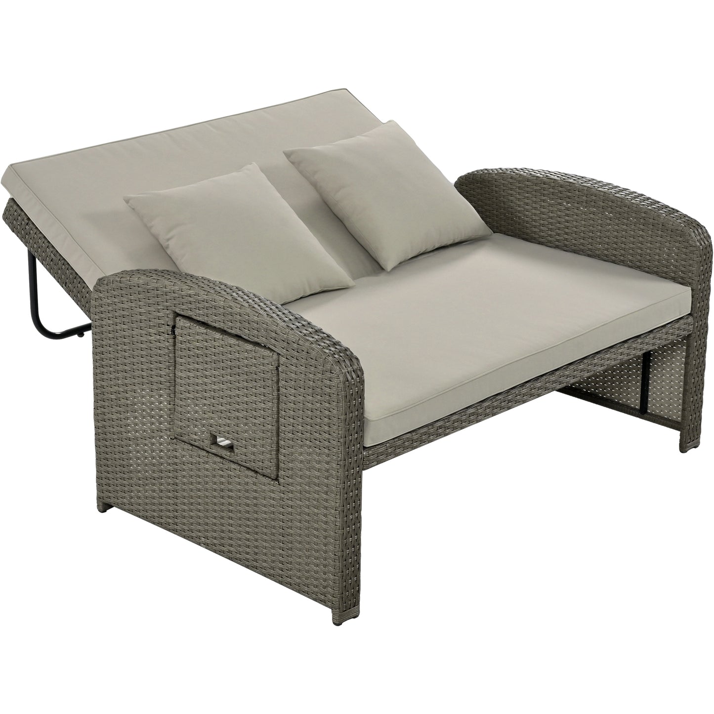 Tula PE Wicker Rattan Double Chaise Lounge - Gray