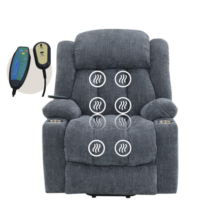 Preston Power Lift Recliner with Heating and Massage - Blue