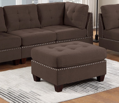 Eleni Modular Sofa Set 6pc Set  4x Corner Wedge 1x Armless Chair and 1x Ottoman  - Coffee