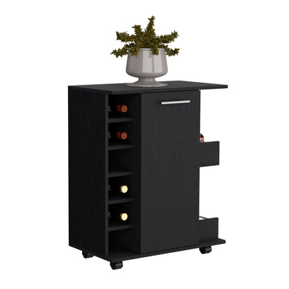 Finn Bar Cabinet With Wheels - Black