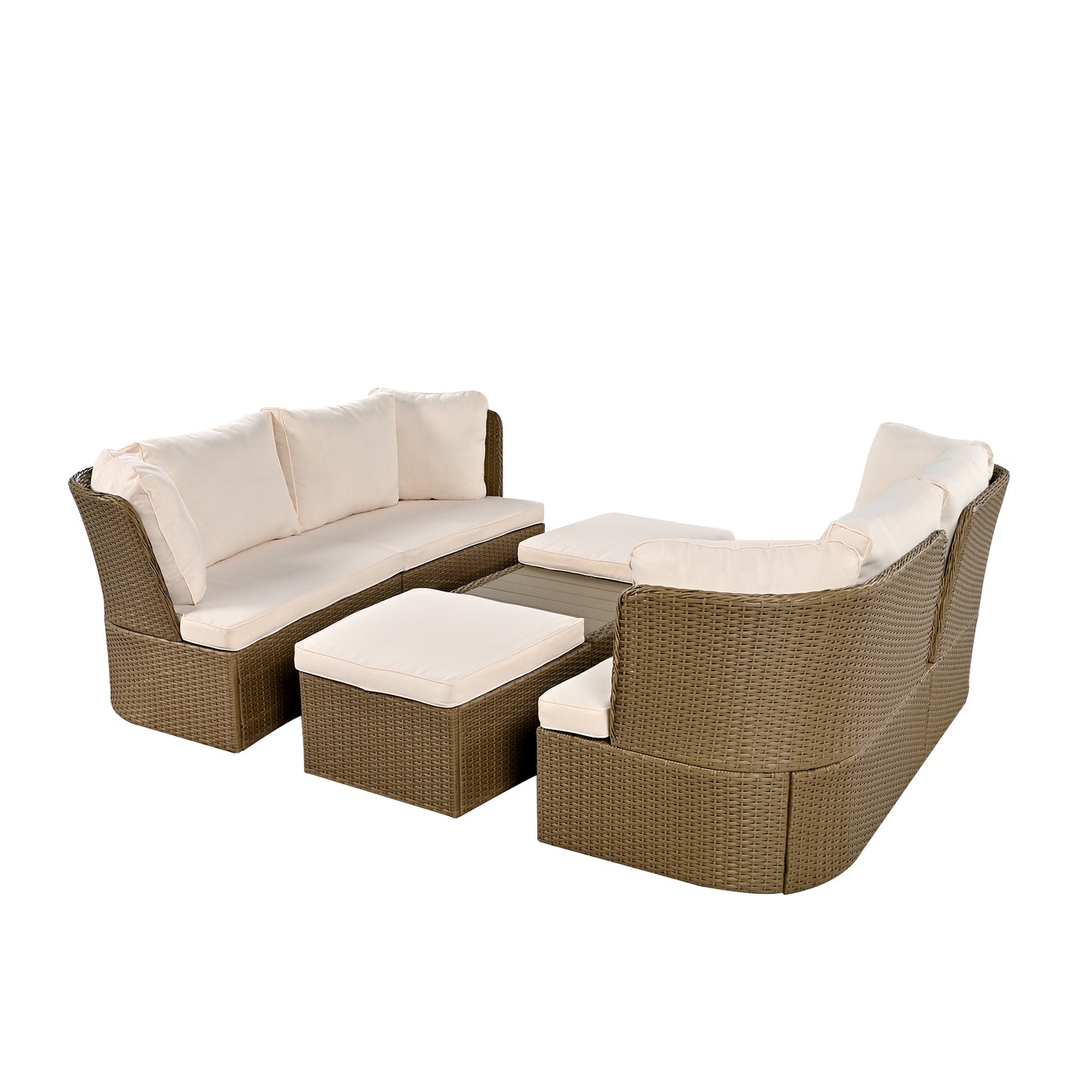 Ranae Customizable Outdoor Patio Wicker Sofa Set - Beige