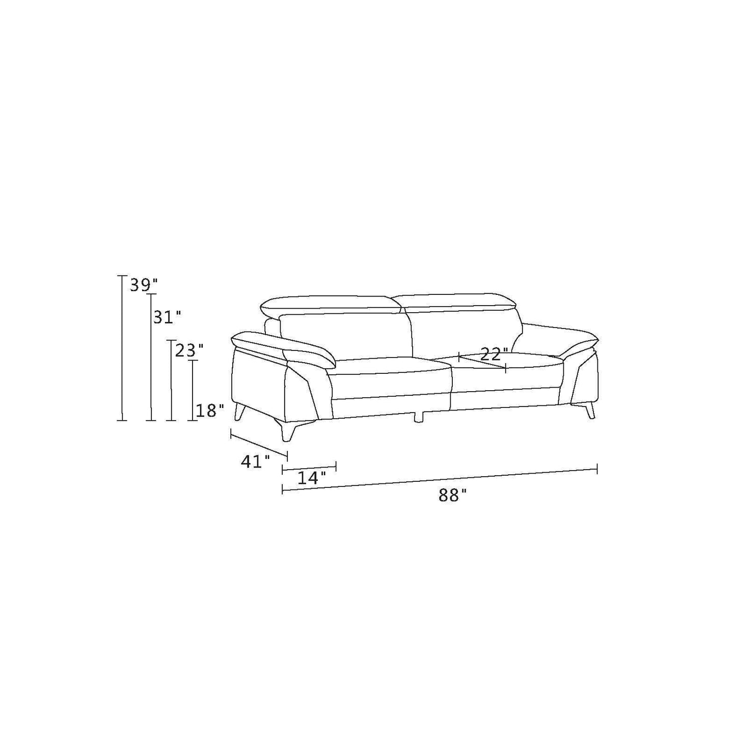 Victor Top Grain Italian Leather Loveseat - White