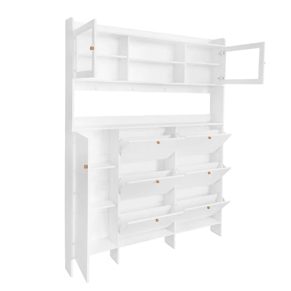 Felix II Multifunctional Shoe Cabinet with Open Storage Platform - White