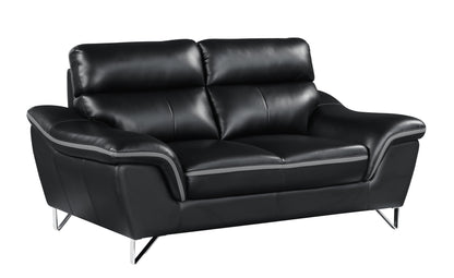 Eden Genuine Leather Loveseat - Black