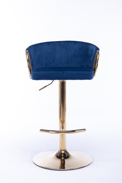 Echoes Velvet Swivel Bar Stools -  Navy Blue Set of 2