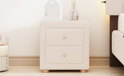 Teddy Fleece Nightstand with 2 Drawers - Beige