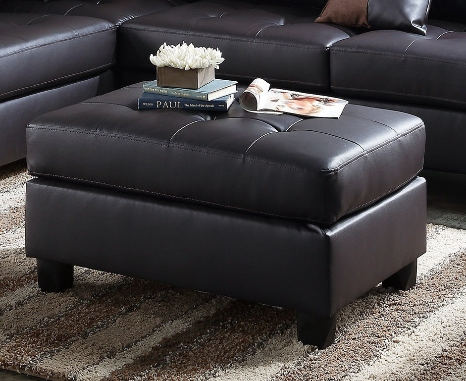 Lucia 3pc Faux Leather Sectional Sofa Set -  Espresso