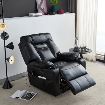 Cove Large size Electric Power Lift Recliner Chair with Massage and Heat - Black