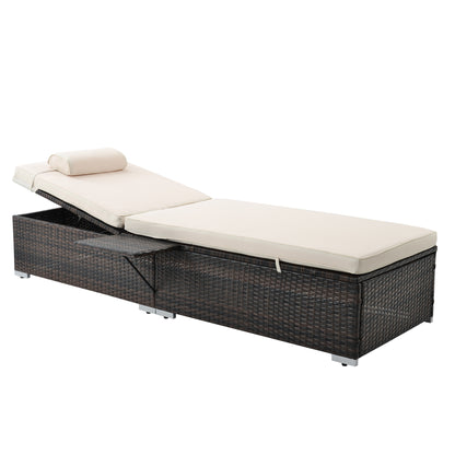 Valencia Outdoor PE Wicker Chaise Lounge  (Set of 2)  - Beige