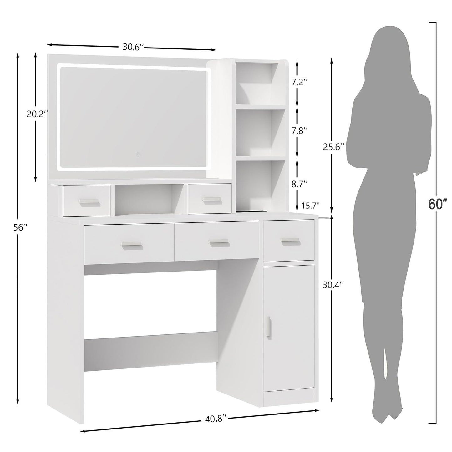 Jaya Vanity Desk with LED Lights