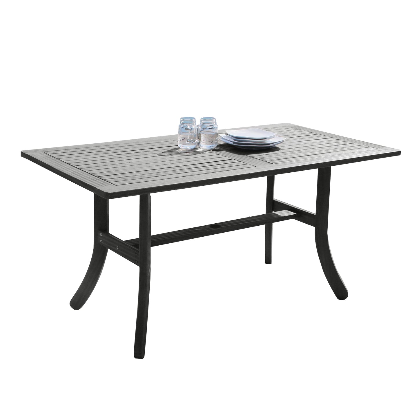 Aloe Farmhouse Wood Patio Dining Table  - Gray Wash