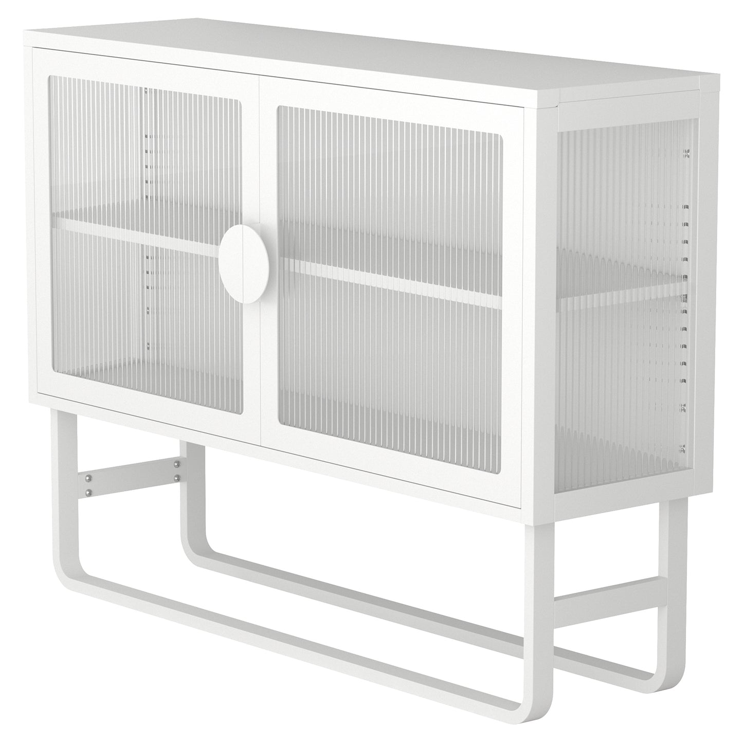 Tempered Glass Cabinet Credenza - White