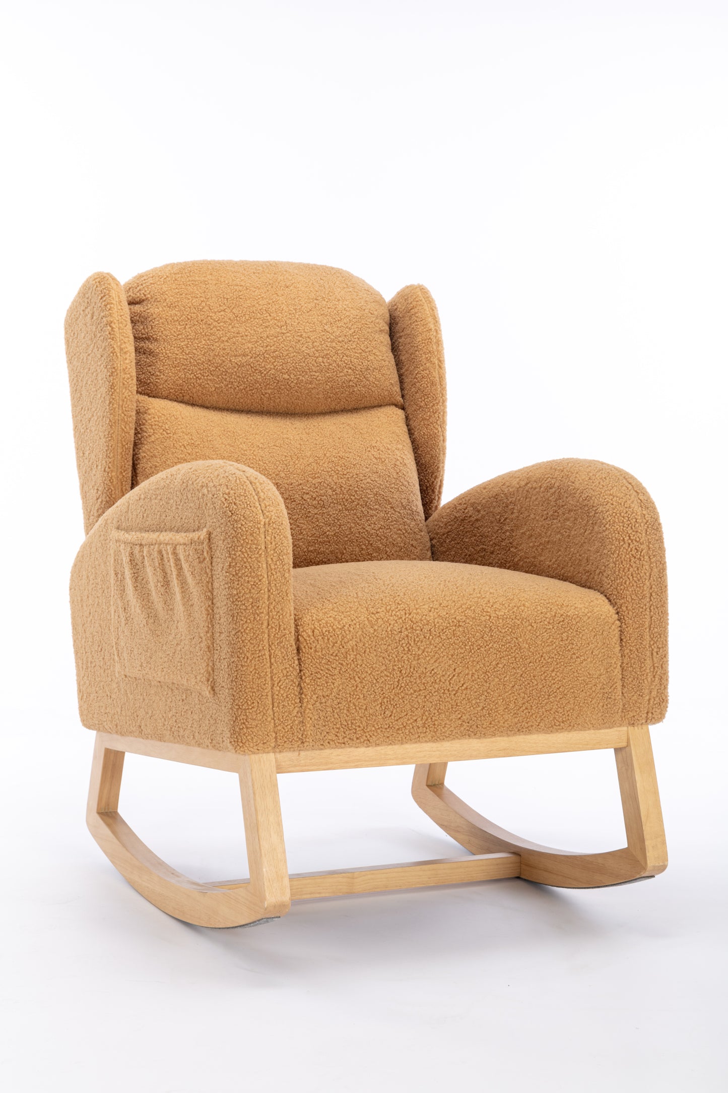 Nadia Teddy Fabric Rocking Chair - khaki