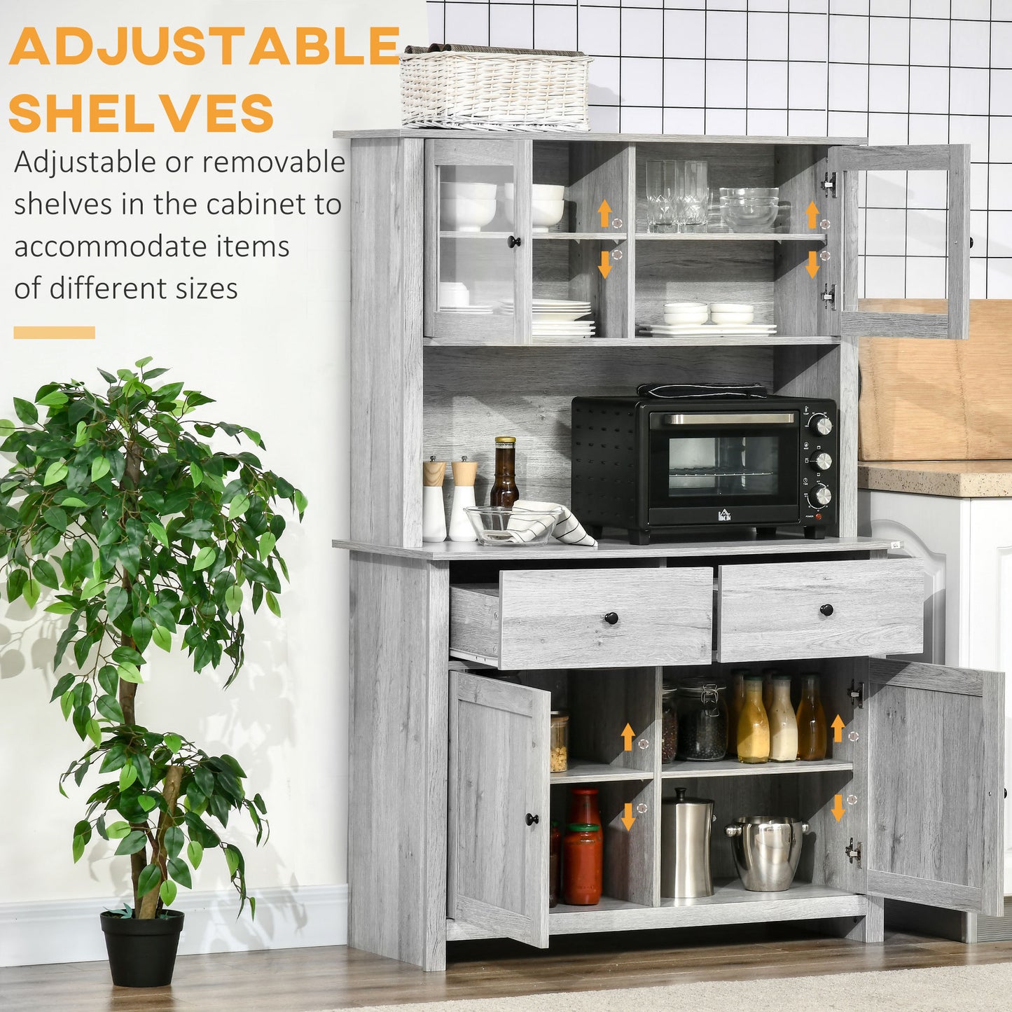 Dino Kitchen Buffet with Hutch - Ash Gray